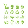 Green energy, eco friendly power vector icon set