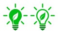 Green energy eco light bulb logo with a growing leaf. Ecological electricity concept vector icon Royalty Free Stock Photo