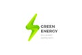 Green Energy Flash Lightning Bolt Logo Design Vector template. Power Battery Technology Logotype icon tech