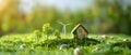 Green Energy Future: Eco-Home and Wind Power. Concept Renewable Energy, Sustainable Living, Green Royalty Free Stock Photo