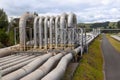 Green energy geothermal power station pipeline perspective Royalty Free Stock Photo