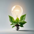 Green Energy Illumination, The Slow Life Light Bulb Royalty Free Stock Photo