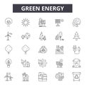 Green energy line icons, signs, vector set, outline illustration concept Royalty Free Stock Photo