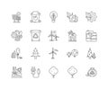 Green energy line icons, signs, vector set, outline illustration concept Royalty Free Stock Photo