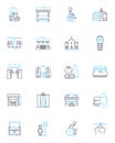 Green energy linear icons set. Renewables, Solar, Wind, Biomass, Hydro, Geothermal, Efficiencies line vector and concept Royalty Free Stock Photo