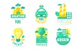 Green Energy Logo Design Templates Collection, Renewable Energy, Innovative Technologies, Pure Solution Vector Royalty Free Stock Photo