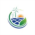 Green energy logo vector design with renewable icon template