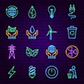 Green Energy Neon Icons