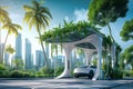 Green Energy Oasis: Electric Vehicle Charging in a Futuristic Urban Eden