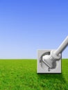 Green energy - power outlet, socket, plug Royalty Free Stock Photo