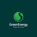 Green Energy Power Solutions Abstract Vector Sign, Emblem or Logo Template. Socket and Leaf Creative Concept. Plug and Royalty Free Stock Photo