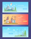 Green energy - set of modern flat design style vector illustrations Royalty Free Stock Photo