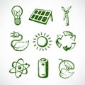 Green energy sketch icons