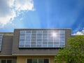 Green energy of solar cell panel on house roof Royalty Free Stock Photo