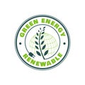 green energy stamp logo design vector. nature emblem sign eco green earth symbol insignia. eps.10 renewable icon illustration