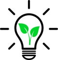 Green energy symbol lightbulb and leaf as icons for mobile concept and web design Royalty Free Stock Photo