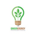 Green energy - vector business logo template concept illustration in flat style. Abstract lightbulb creative sign. Electric power