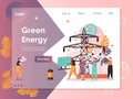 Green energy vector website landing page design template