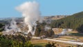 Green energy - Wairakei geothermal power plant pipeline steam, New Zealand