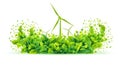 Green energy windmills and solar panels flat style illustration. Royalty Free Stock Photo