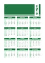 Green 2019 English calendar