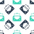 Green Envelope icon isolated seamless pattern on white background. Received message concept. New, email incoming message Royalty Free Stock Photo