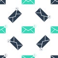 Green Envelope icon isolated seamless pattern on white background. Received message concept. New, email incoming message, sms. Royalty Free Stock Photo