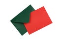 Green envelope texture with red blank sheet Royalty Free Stock Photo