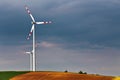 Green environment. Eco power. Wind turbines generating electricity. Spring sunny day Royalty Free Stock Photo