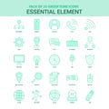 25 Green Essential Element Icon set Royalty Free Stock Photo