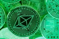 Green Ethereum coins Royalty Free Stock Photo
