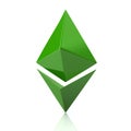 Green Ethereum cryptocurrency icon 3d illustration