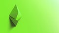 Green Ethereum gold sign icon with colored background. 3d render isolated illustration, cryptocurrency, crypto, business,