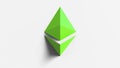 Green Ethereum gold sign icon Isolated with white background. 3d render isolated illustration, cryptocurrency, crypto, business,