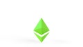 Green Ethereum gold sign icon Isolated with white background. 3d render isolated illustration, cryptocurrency, crypto, business,