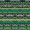 Green ethnic mexican tribal stripes seamless pattern