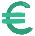 Green euro sign, icon