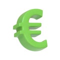 Green euro sign isolated on white background