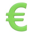 Green euro sign isolated on white background