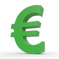 Green euro sign isolated on white background