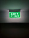 Green Exit Sign,Emergency exit sign glowing in the dark