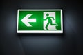 Green Exit Sign Isolated In Dark