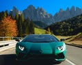 Green exotic rare Lamborghini Car Royalty Free Stock Photo