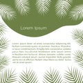 Green exotic tropical palm leaves frame. Template with copy space for textn for invitation, cards, banner or poster, Landing