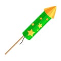 Green Exploding Rocket with Golden Stars Isolated Royalty Free Stock Photo