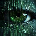 a green eye with binary code on it Royalty Free Stock Photo