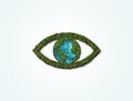 Green eye concept, Planet earth and green nature human eye.