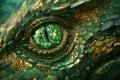 Green eye of crocodile close-up,  Abstract green background Royalty Free Stock Photo