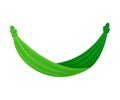Green fabric hammock. Vector illustration on white background.