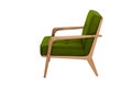 Green fabric and wood armchair modern designer Royalty Free Stock Photo